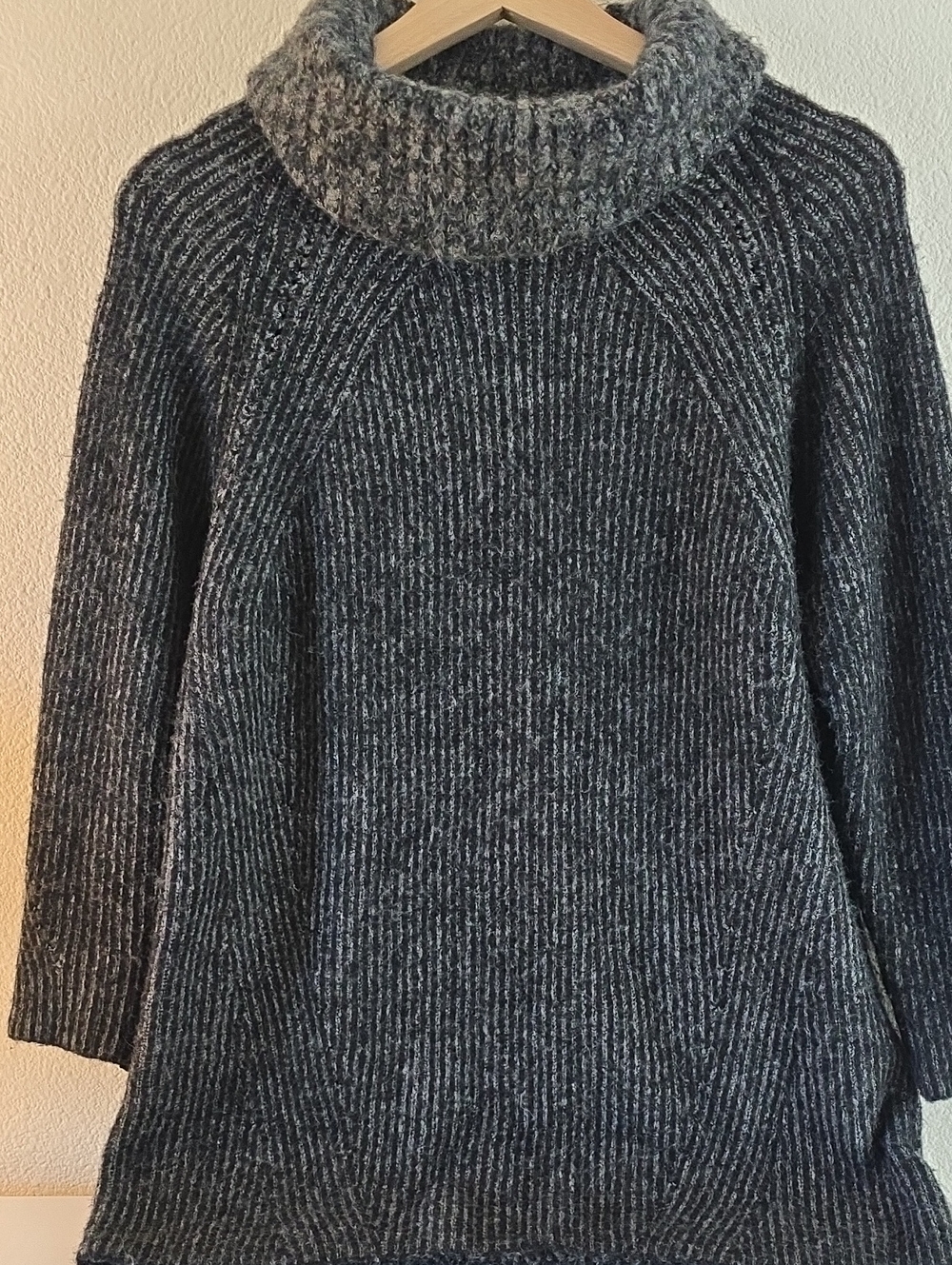 Top Shop Chunky Turtleneck Ribbed Sweater Dress - Gray